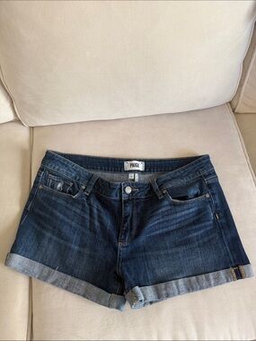 PAIGE Indigo Blue Rolled Cuff Denim Shorts